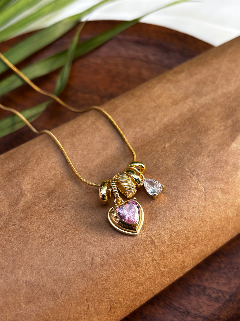 ANTITARNISH HEART CHARM WITH AD PENDANT NECKLACE