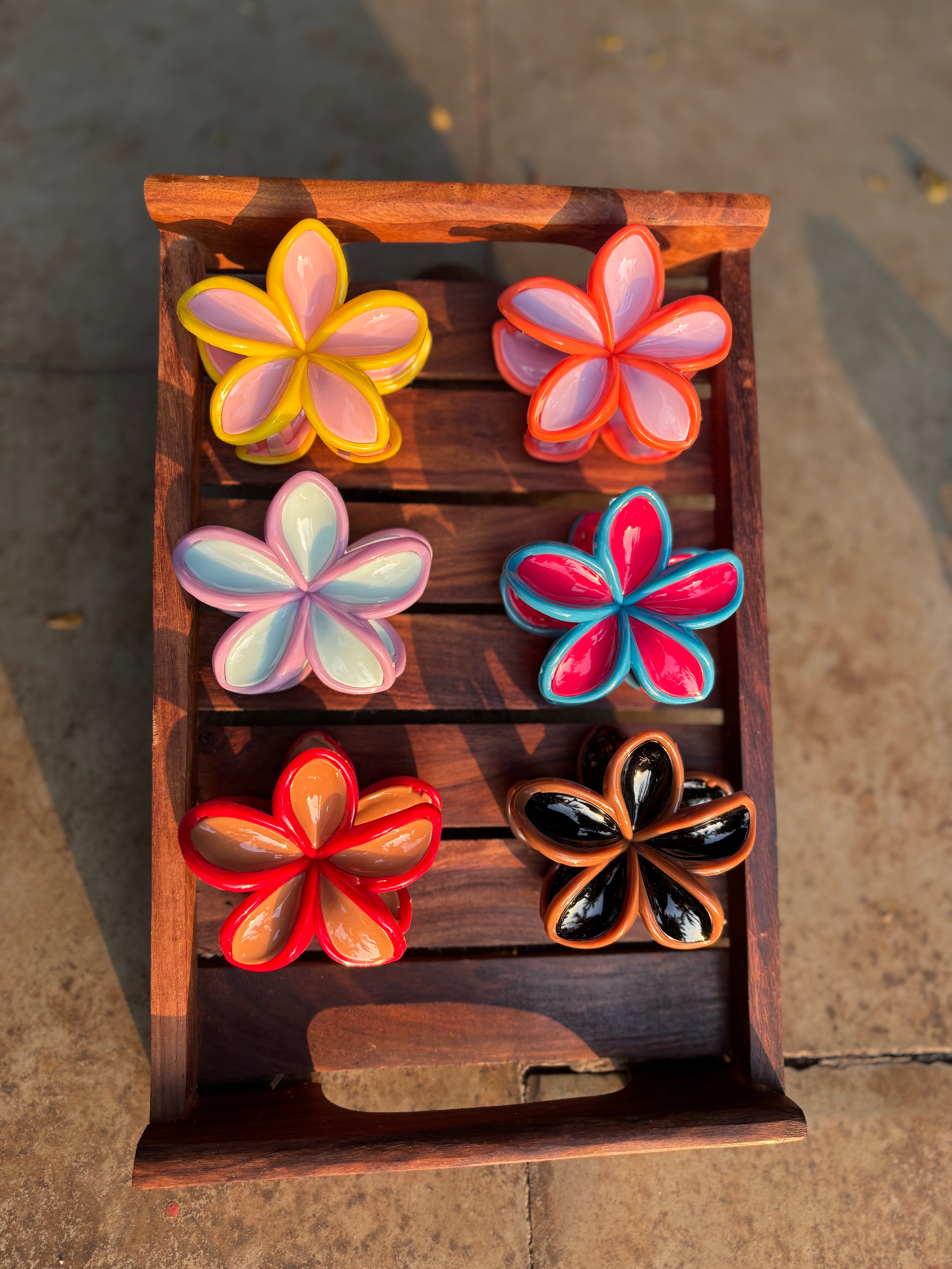 COLOUR BORDER FLOWER HAIR CLAW CLIP