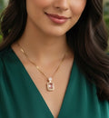 PINK GLOW DIAMOND ANTITARNISH PENDANT NECKLACE