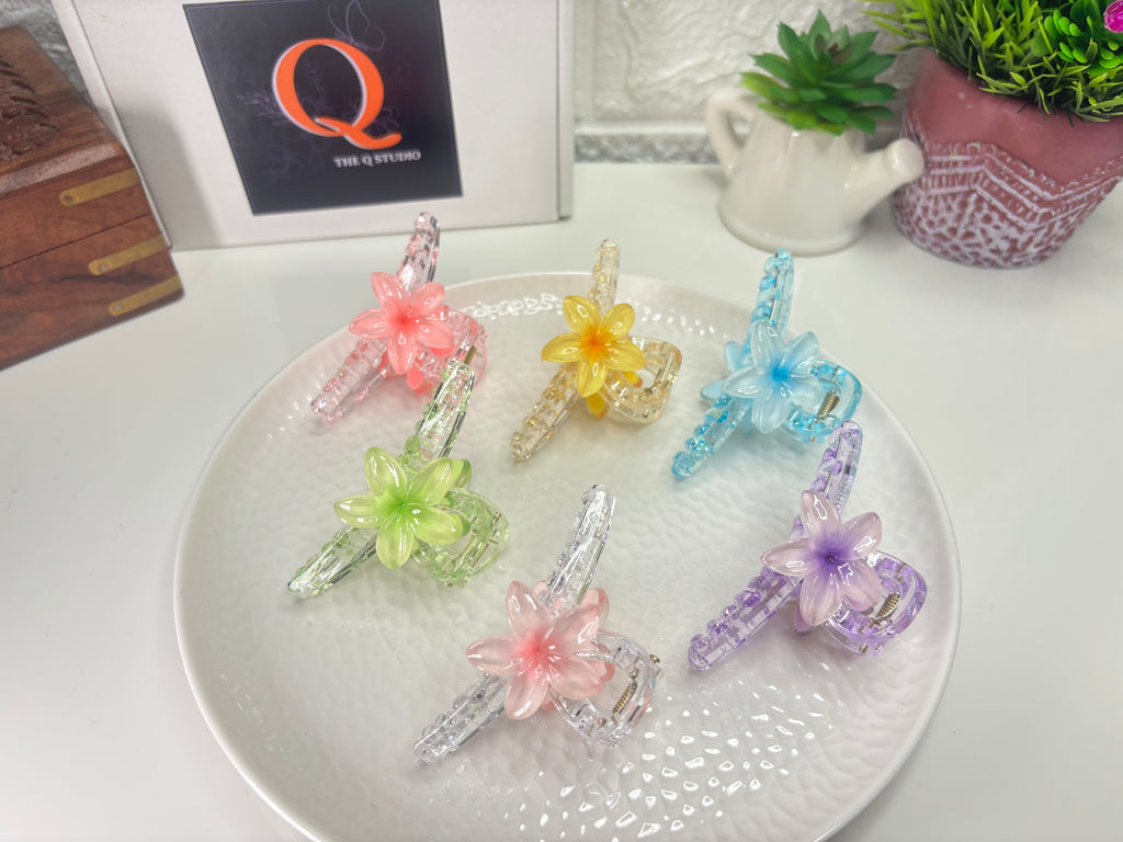 FLOWER TRANSPERENT CLAW CLIP