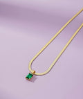 MINIMAL GREEN STONE ANTITARNISH PENDANT NECKLACE