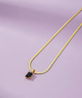 Minimal Black Stone Antitarnish Pendant Necklace