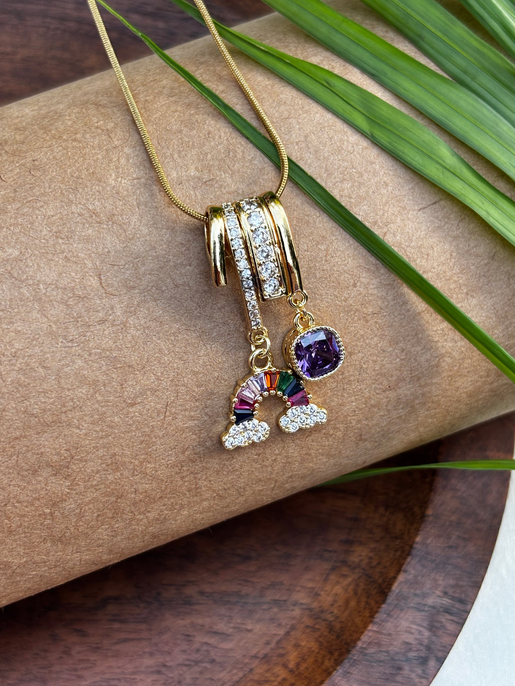RAINBOW CHARM PENDANT NECKLACE