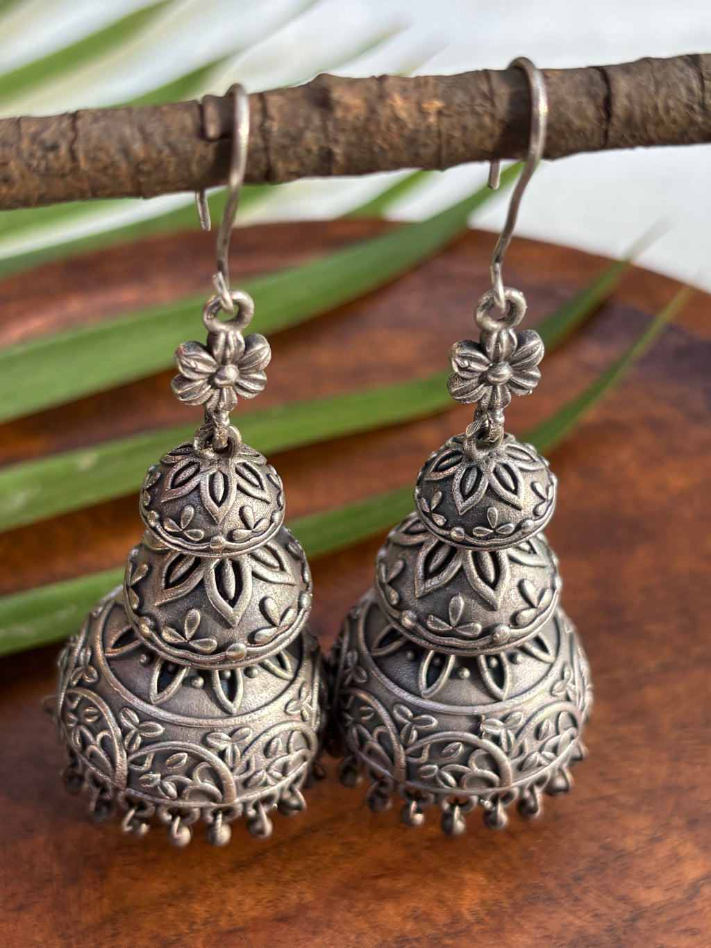 THREE LAYER OXIDISED JHUMKI