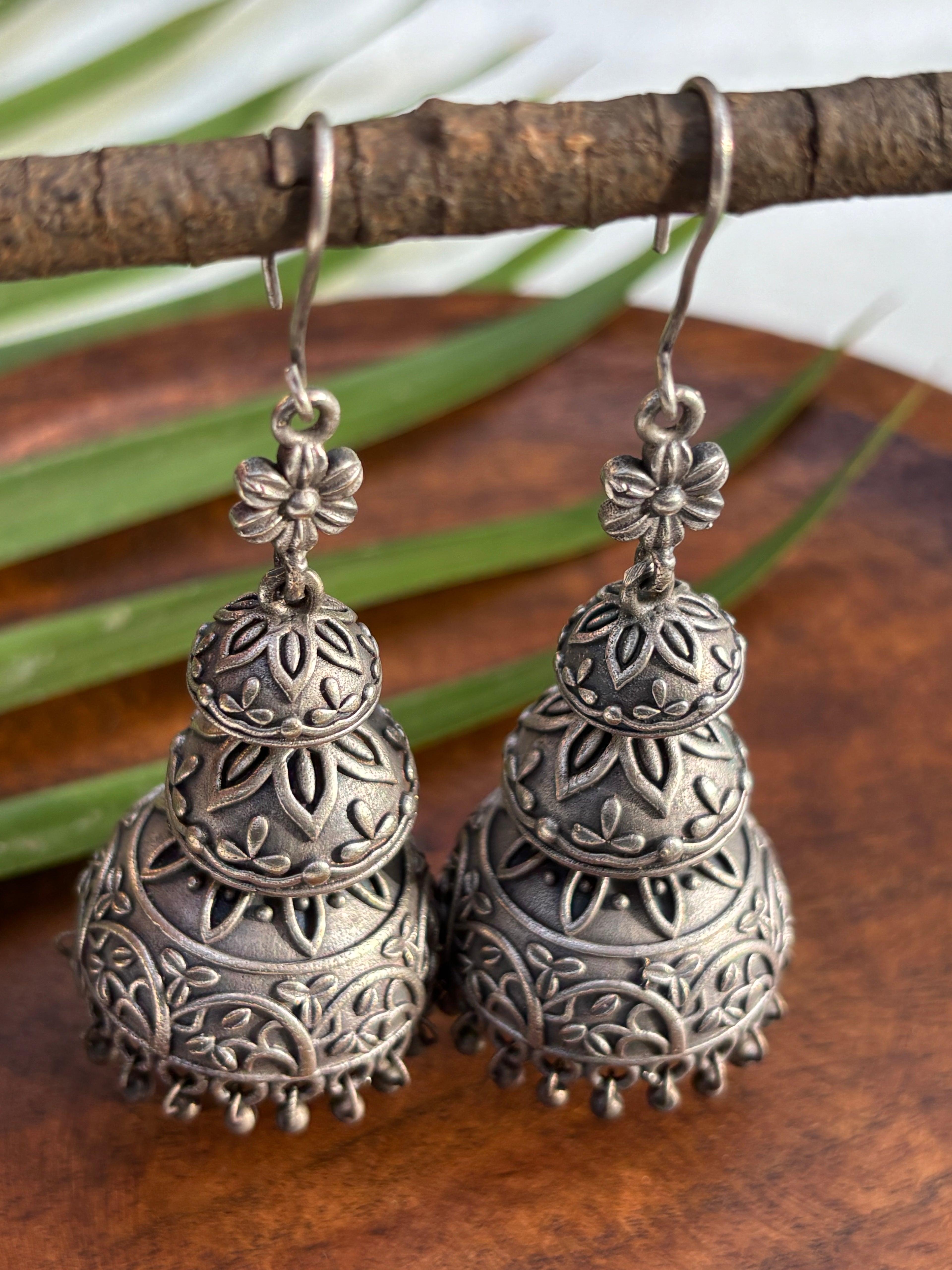 THREE LAYER OXIDISED JHUMKI