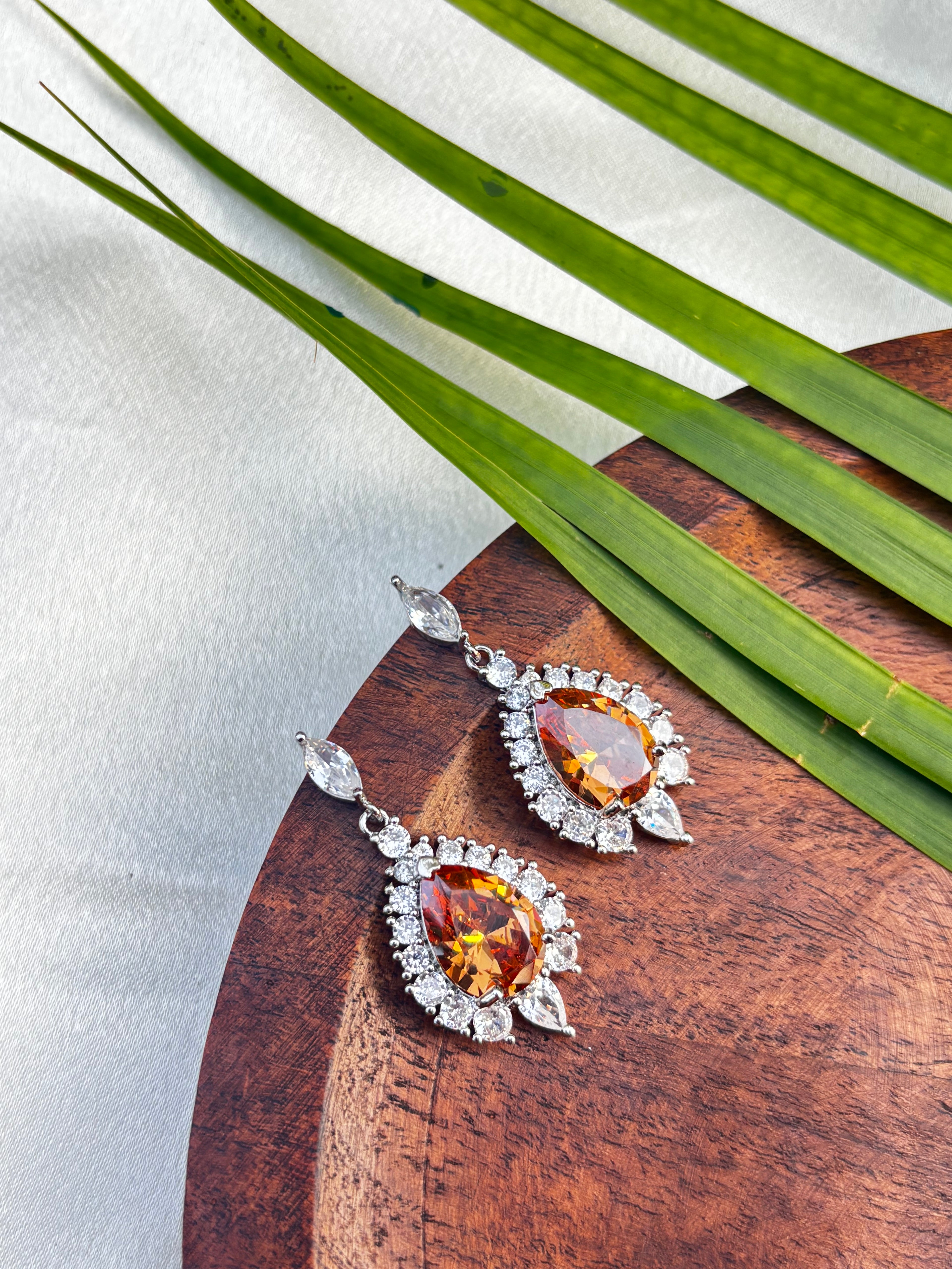 AMERICAN DIAMOND STATEMENT EARRING (SILVER BODY)