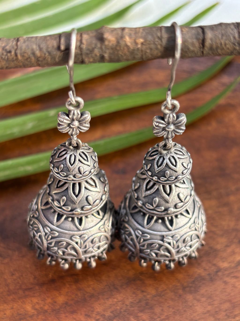 THREE LAYER OXIDISED JHUMKI