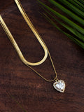 ANTITARNISH DOUBLE LAYER CHAIN WITH AD HEART PENDANT