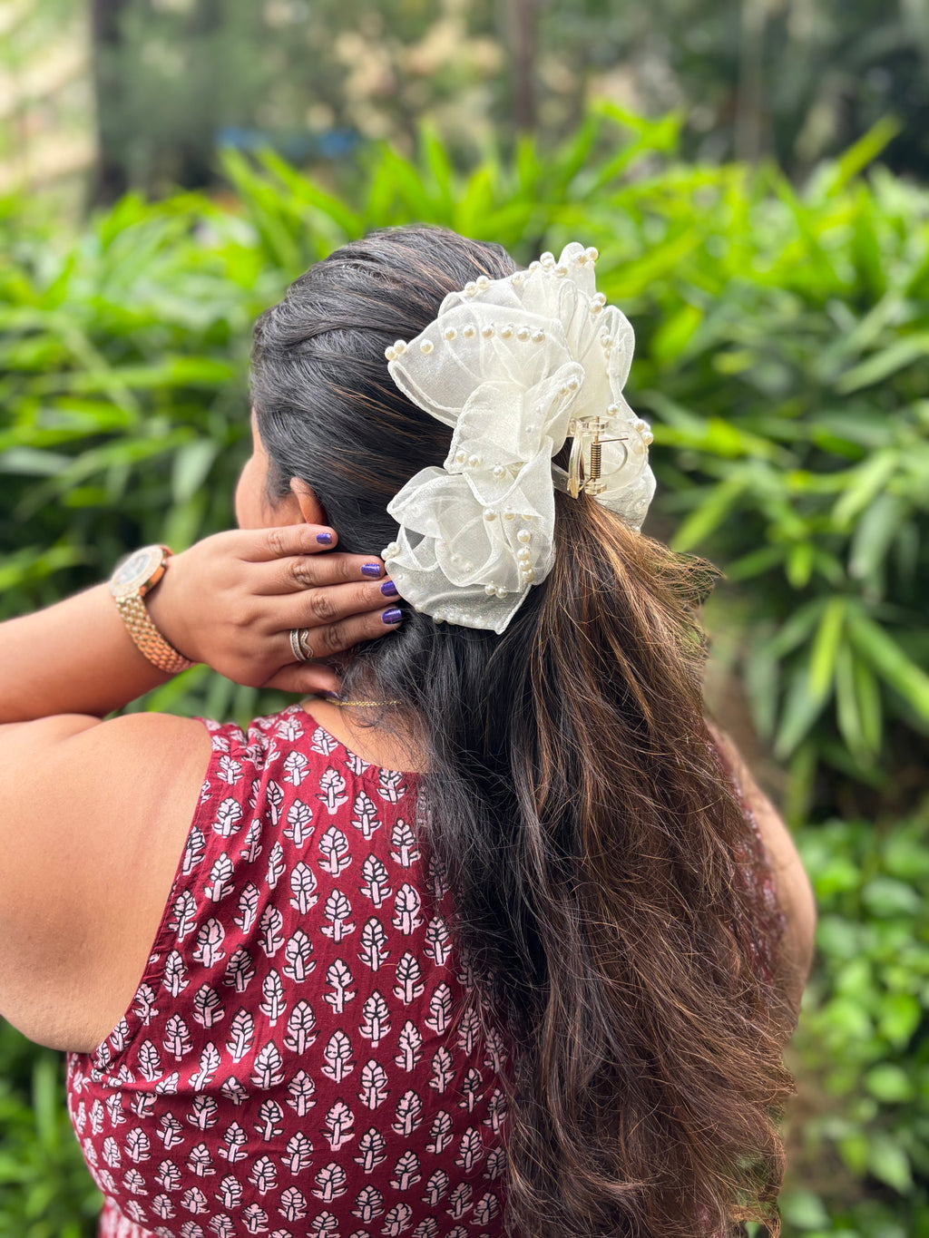 PEARL BLOOM ORGANZA HAIR CLIP