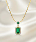 EMERALD DIMOND PENDANT ANTITARNISH NECKLACE
