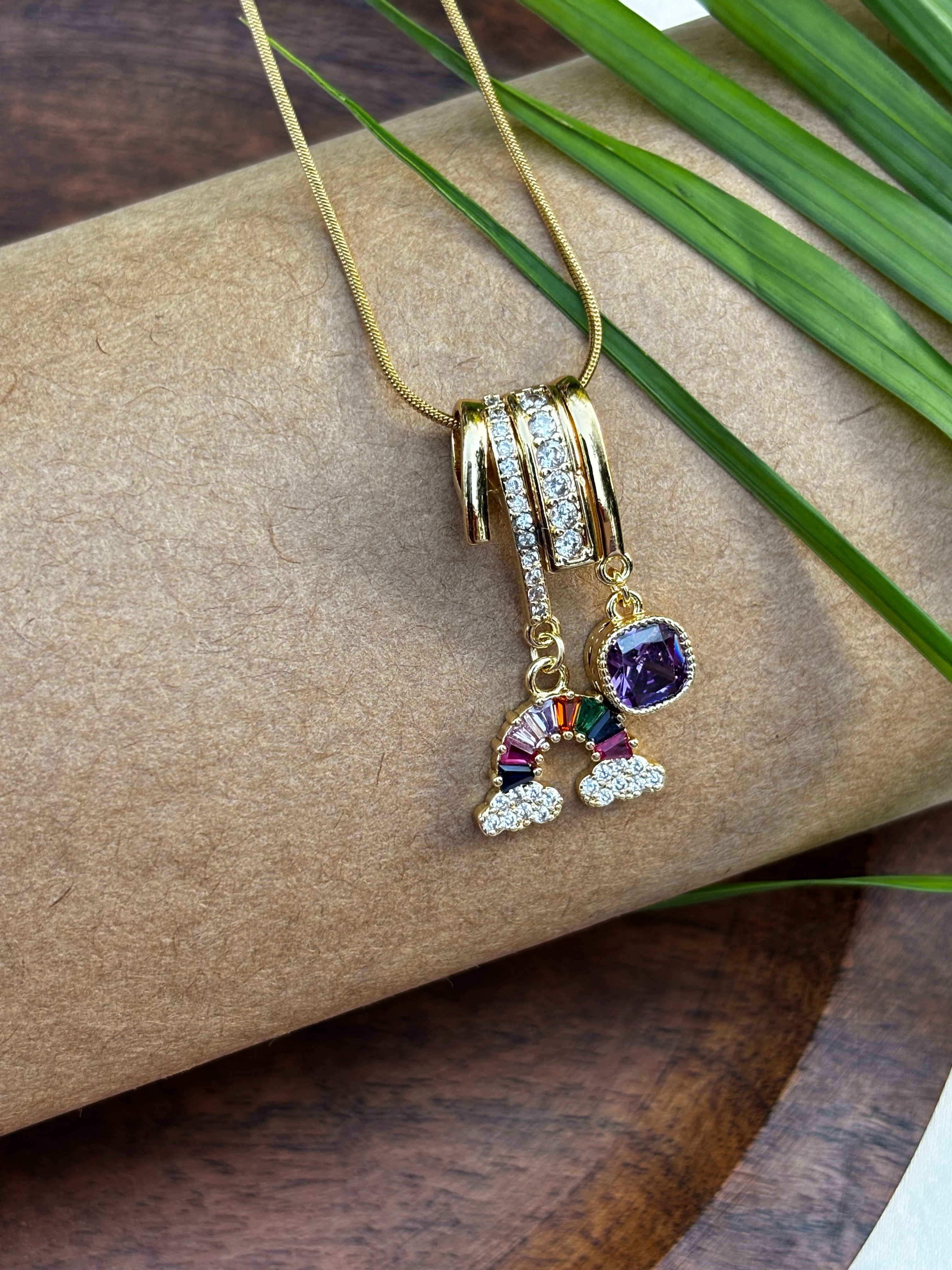 RAINBOW CHARM PENDANT NECKLACE